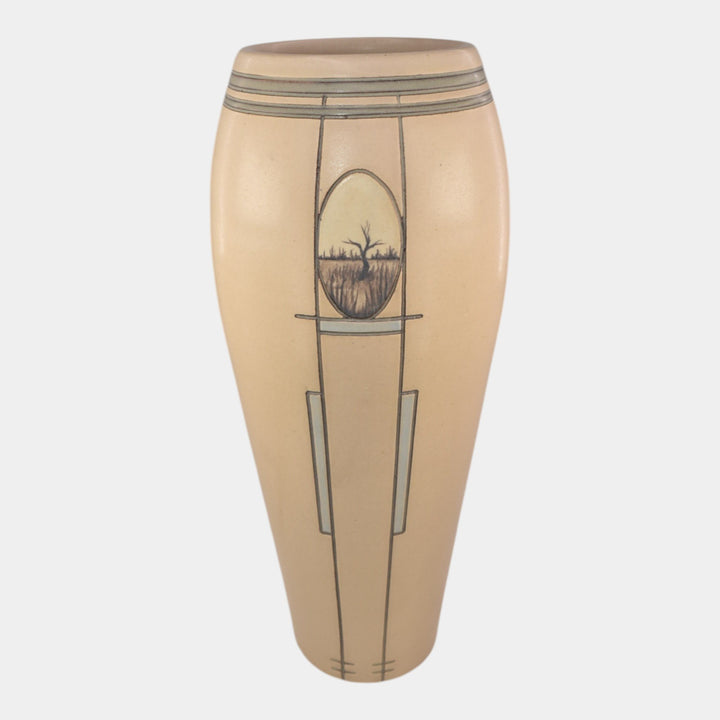 Ephraim Faience Hand Made Pottery White Waking Marsh Vase - Just Art Pottery