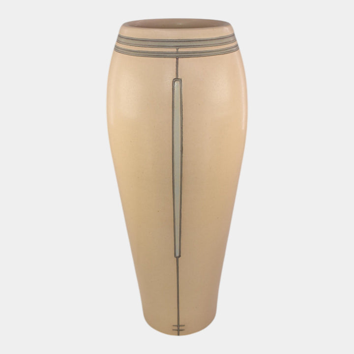 Ephraim Faience Hand Made Pottery White Waking Marsh Vase - Just Art Pottery