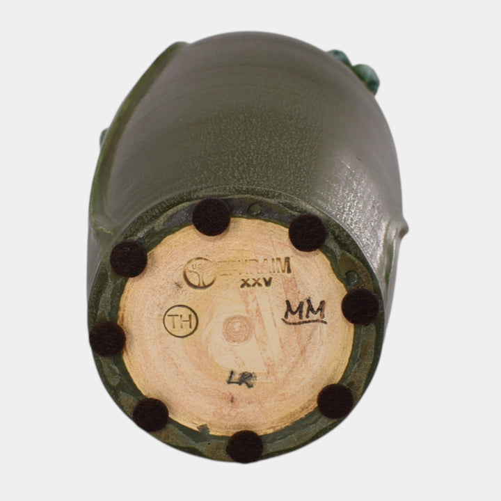 Ephraim Faience 2025 Hand Made Art Pottery Green Secret Keeper Vase - Just Art Pottery