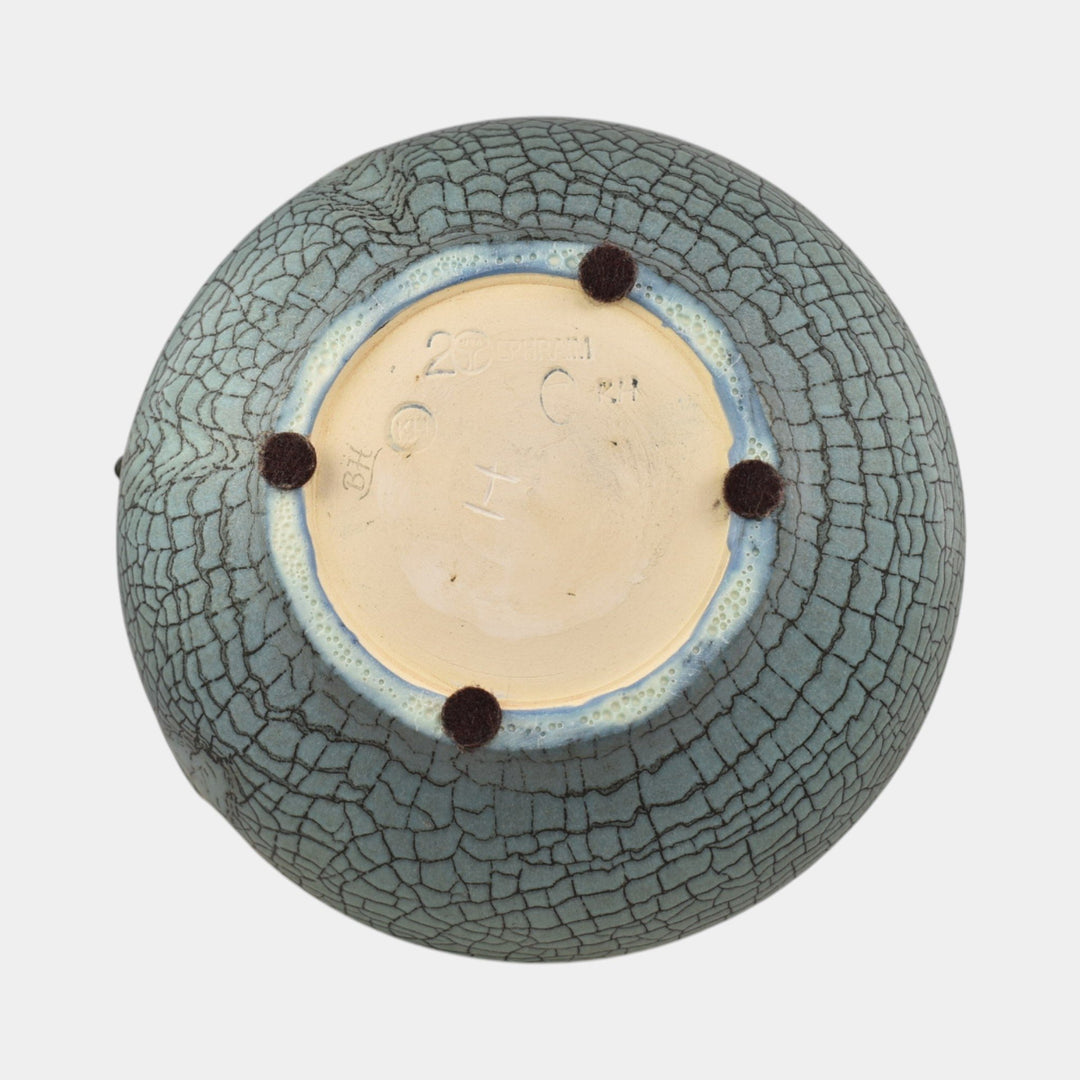 Ephraim Faience 2016 Hand Made Pottery Glacial Blue Bat Vase - Just Art Pottery