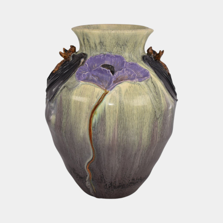 Ephraim Faience 2020 Hand Made Pottery Green Moonlit Mission Bat Vase - Just Art Pottery