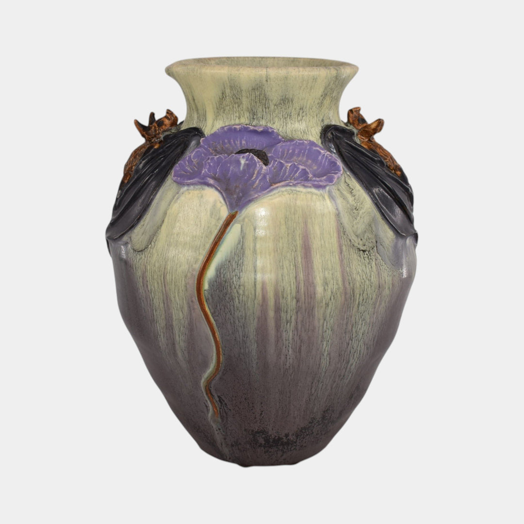 Ephraim Faience 2020 Hand Made Pottery Green Moonlit Mission Bat Vase - Just Art Pottery