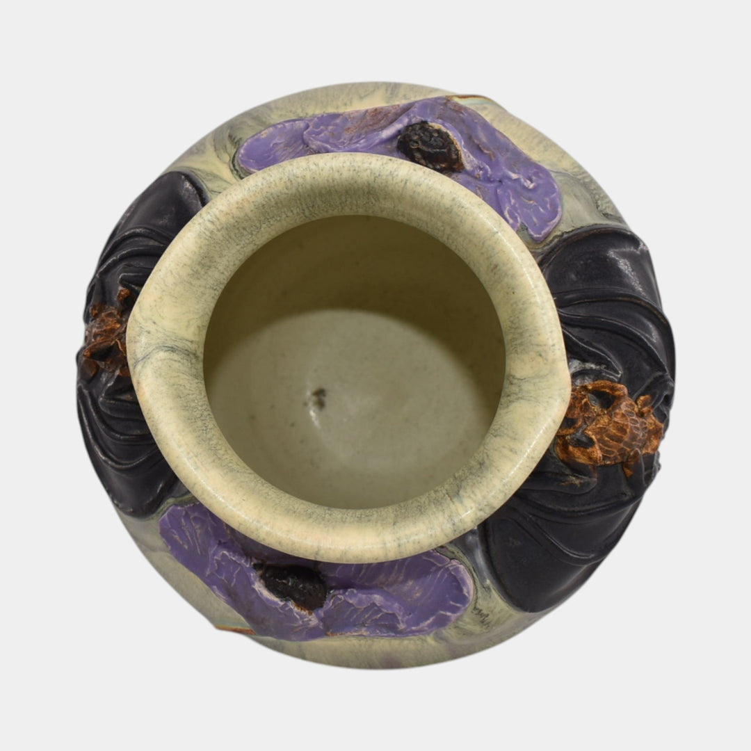 Ephraim Faience 2020 Hand Made Pottery Green Moonlit Mission Bat Vase - Just Art Pottery