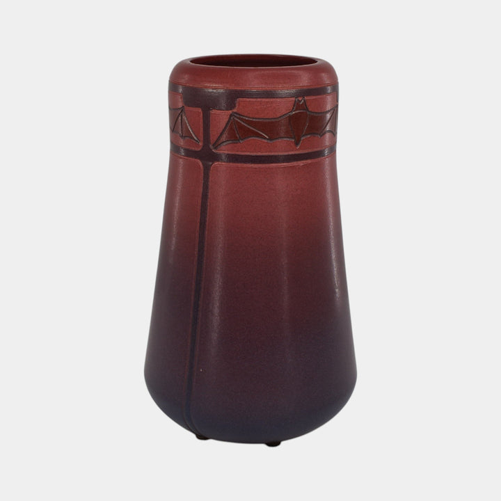 Ephraim Faience 2020 Experimental Hand Made Pottery Red Purple Bat Vase - Just Art Pottery