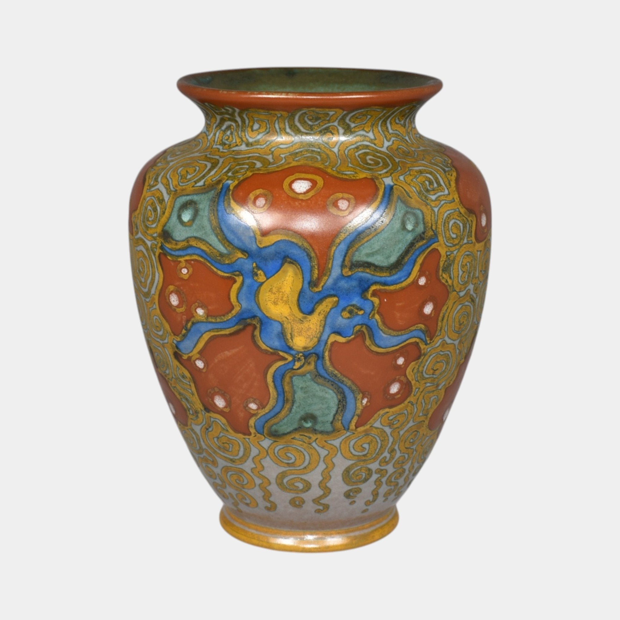 ビンテージgouda pottery Holland flower base VINTAGE HOLLAND ROYAL GOUDA SIGNED ART POTTERY VASE (#2520