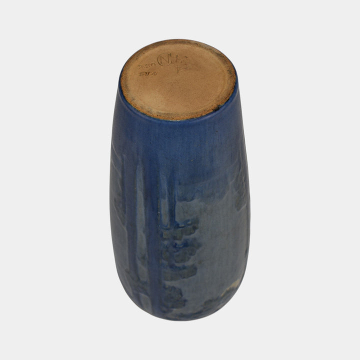 Newcomb College 1931 Vintage Arts and Crafts Pottery Blue Scenic Vase Irvine - Just Art Pottery