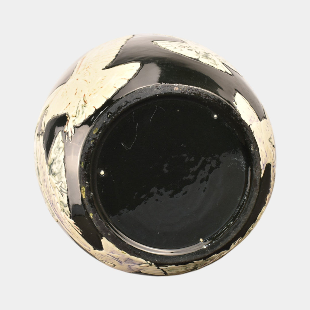 Weller Rosemont 1st Line 1918-20s Pottery White Dove Black Jardiniere Planter - Just Art Pottery
