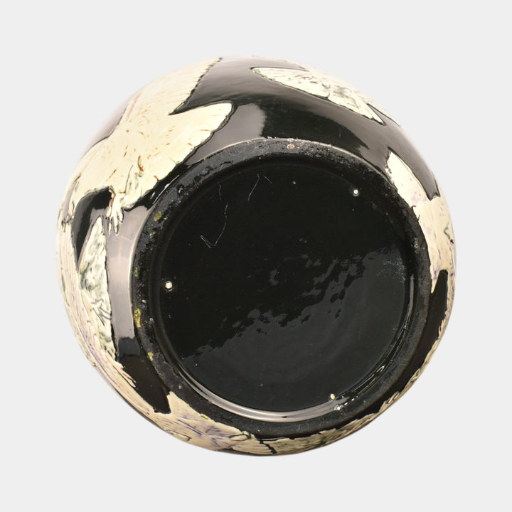 Weller Rosemont 1st Line 1918-20s Pottery White Dove Black Jardiniere Planter - Just Art Pottery