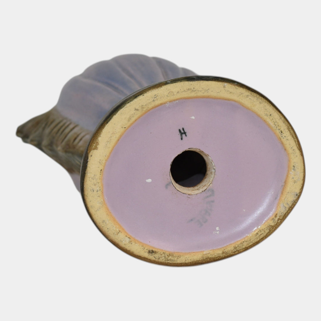 Weller Sabrinian 1920s Art Pottery Pastel Pink Green Seahorse Handles Tall Vase - Just Art Pottery