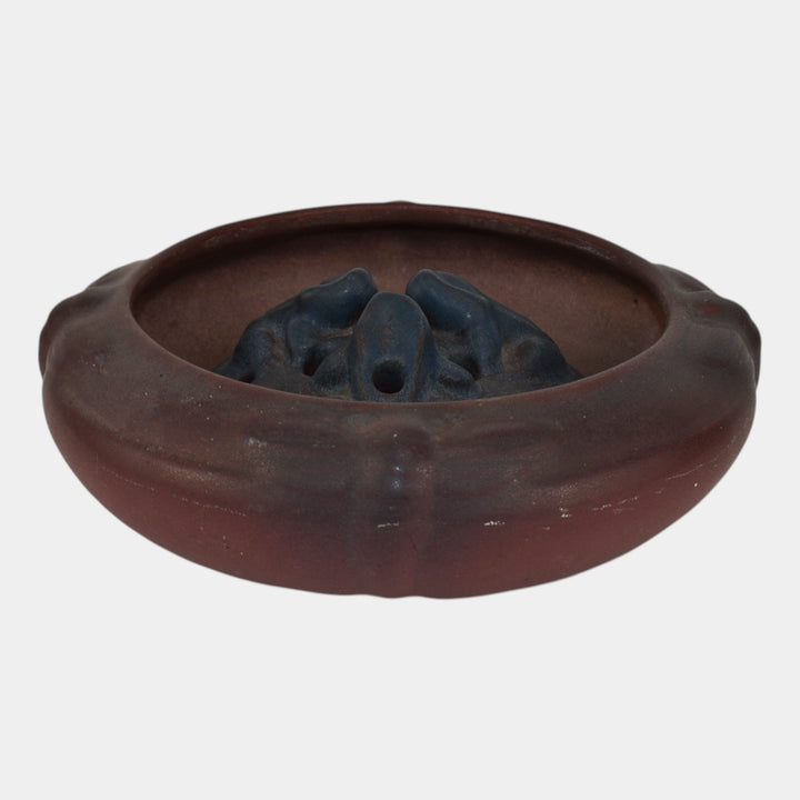Van Briggle USA 1922-26 Vintage Art Pottery Red Dragonfly Bowl Flower Frog 903 - Just Art Pottery