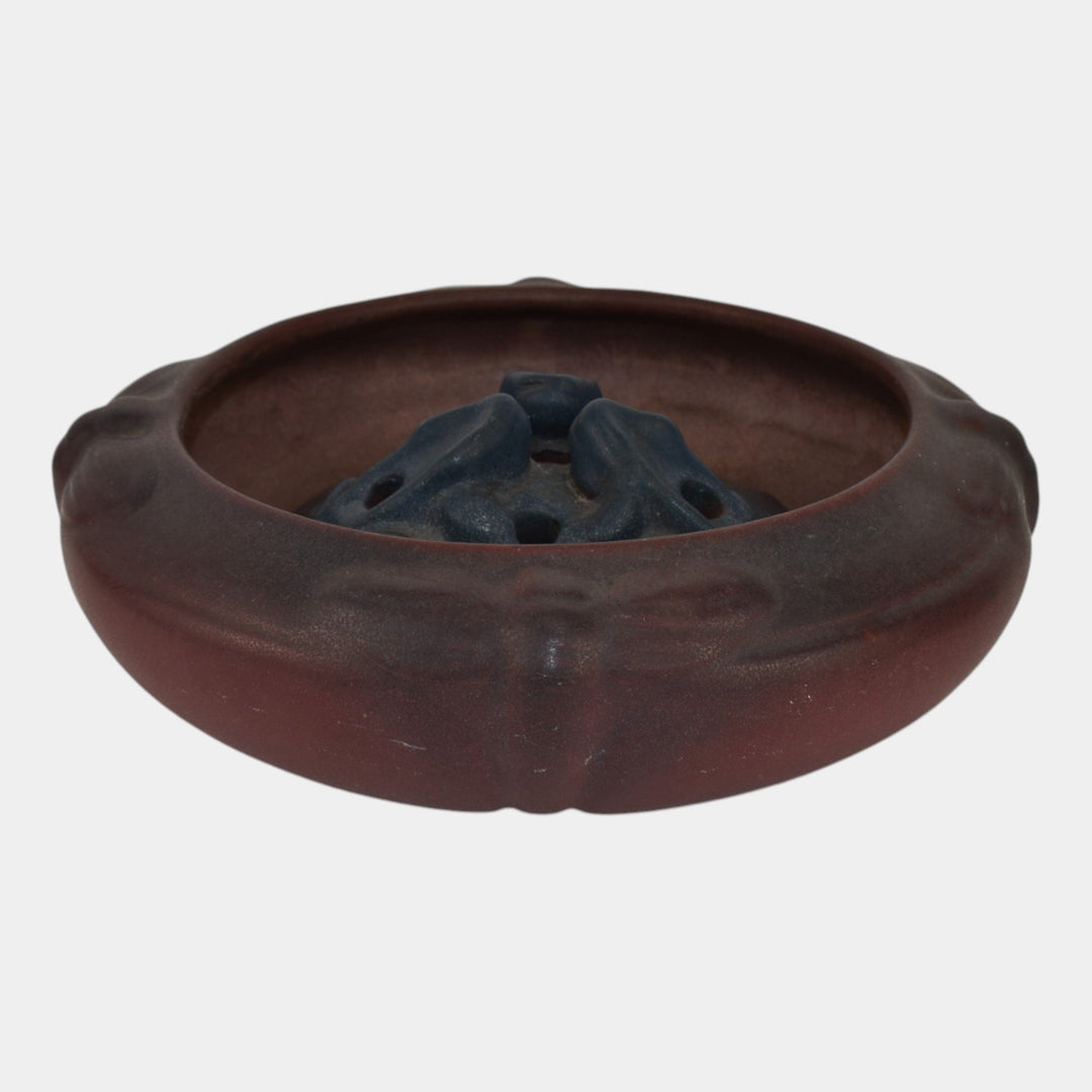 Van Briggle USA 1922-26 Vintage Art Pottery Red Dragonfly Bowl Flower Frog 903 - Just Art Pottery