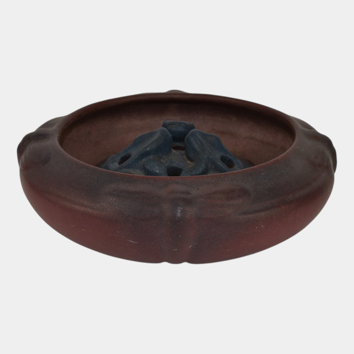 Van Briggle USA 1922-26 Vintage Art Pottery Red Dragonfly Bowl Flower Frog 903 - Just Art Pottery