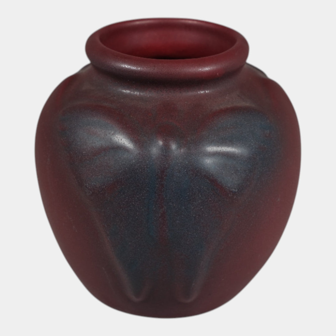 Van Briggle 1920s Vintage Arts And Crafts Pottery Mulberry Butterfly Vase 688 - Just Art Pottery