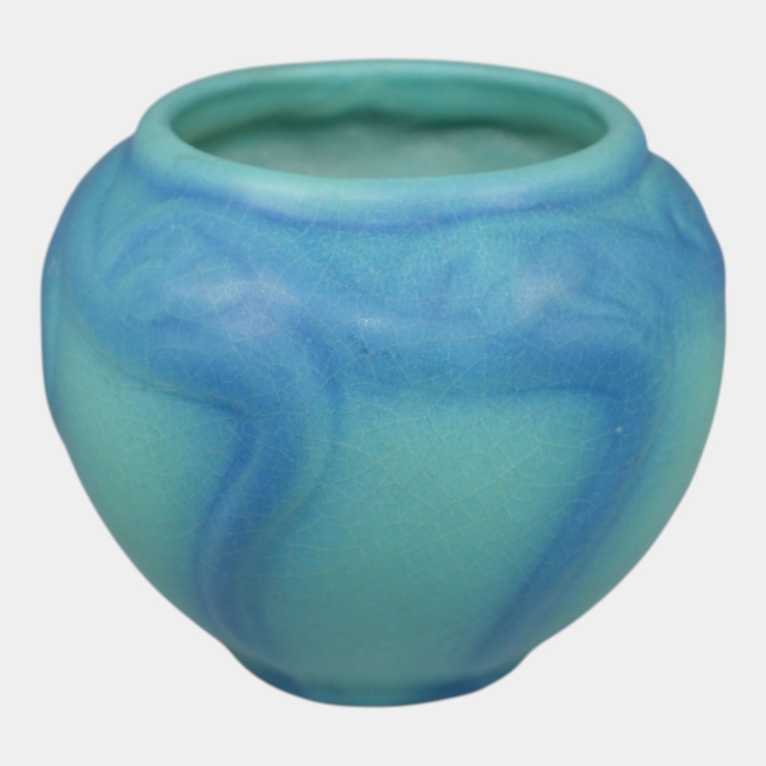 Van Briggle 1920s Vintage Arts And Crafts Pottery Blue Spiderwort Vase 695 - Just Art Pottery