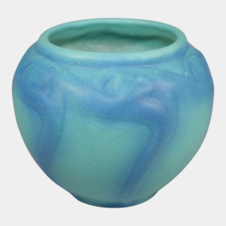 Van Briggle 1920s Vintage Arts And Crafts Pottery Blue Spiderwort Vase 695 - Just Art Pottery