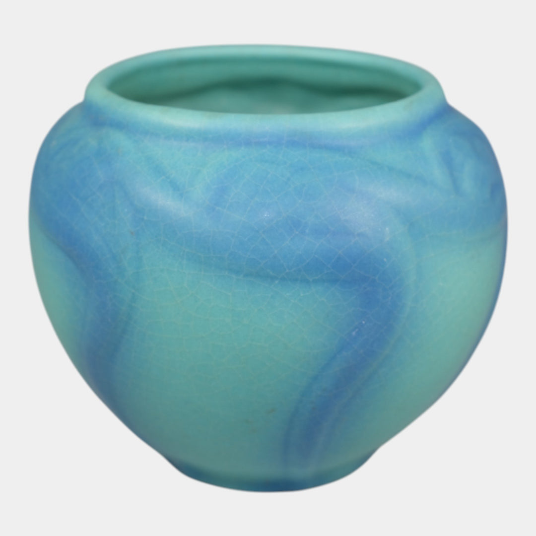 Van Briggle 1920s Vintage Arts And Crafts Pottery Blue Spiderwort Vase 695 - Just Art Pottery