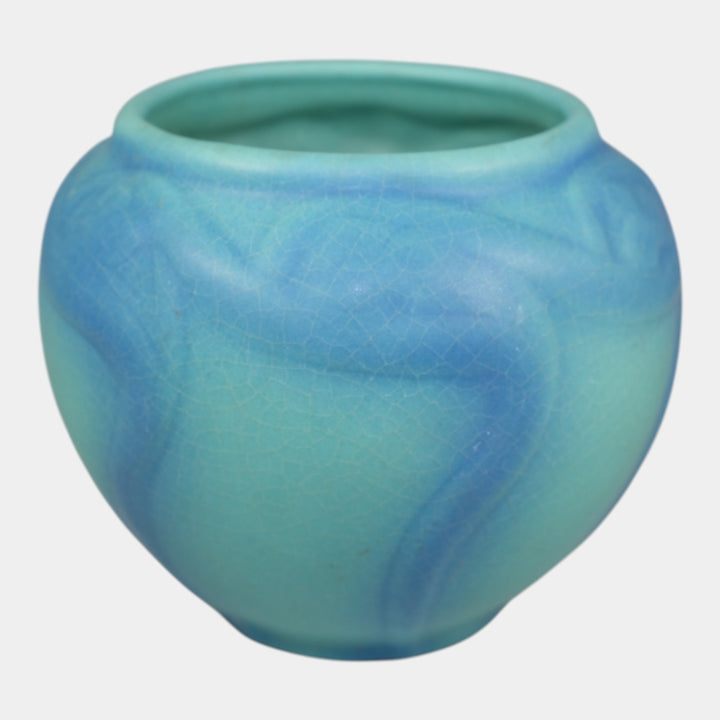 Van Briggle 1920s Vintage Arts And Crafts Pottery Blue Spiderwort Vase 695 - Just Art Pottery