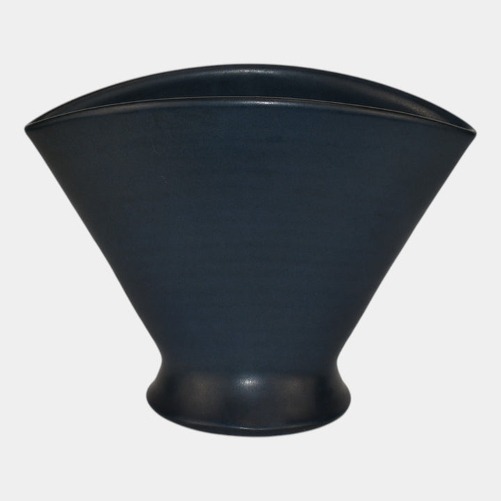 Marblehead Vintage Arts and Crafts Pottery Dark Blue Hand Thrown Fan Vase - Just Art Pottery