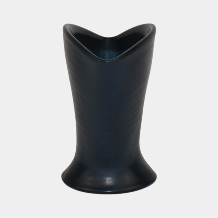 Marblehead Vintage Arts and Crafts Pottery Dark Blue Hand Thrown Fan Vase - Just Art Pottery