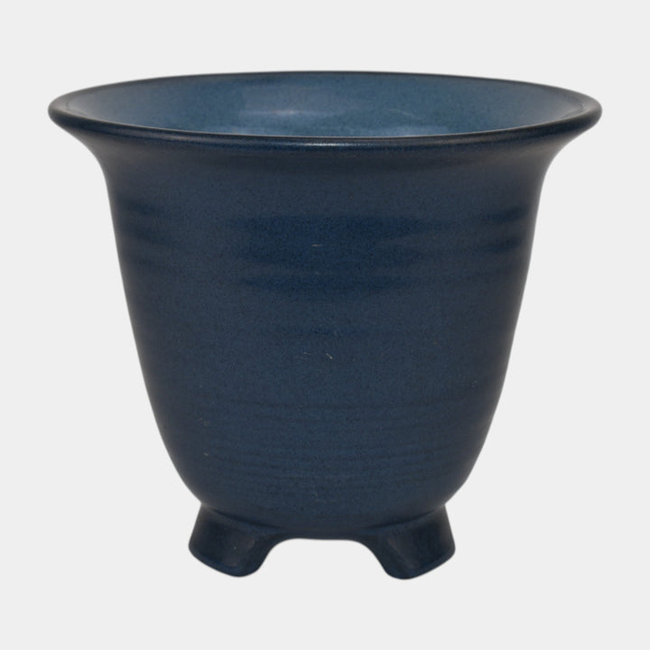 Marblehead Vintage Arts and Crafts Pottery Blue Three Footed Planter Vase - Just Art Pottery