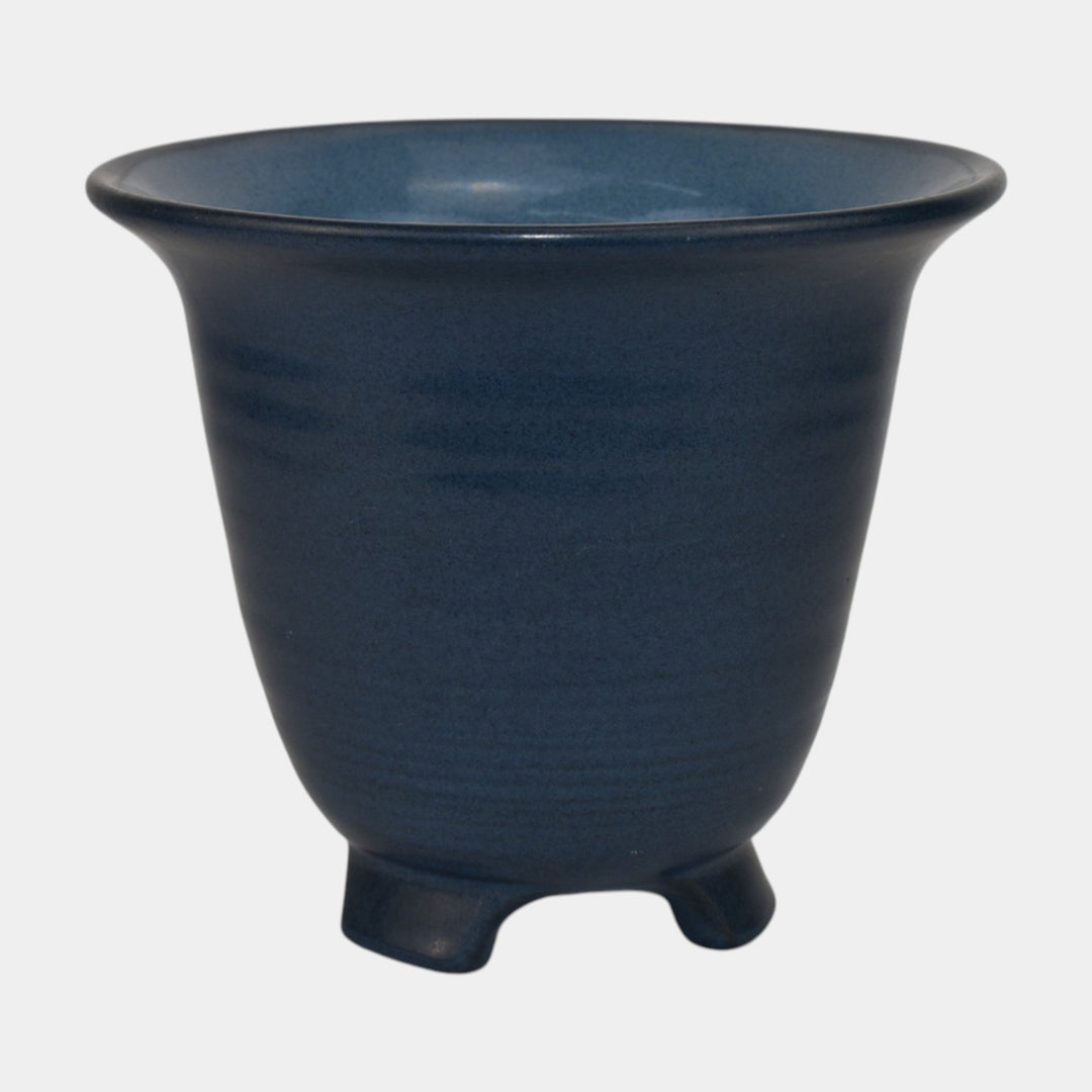 Marblehead Vintage Arts and Crafts Pottery Blue Three Footed Planter Vase - Just Art Pottery