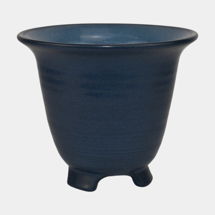 Marblehead Vintage Arts and Crafts Pottery Blue Three Footed Planter Vase - Just Art Pottery