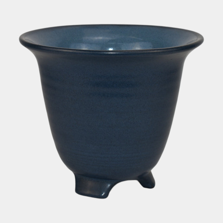 Marblehead Vintage Arts and Crafts Pottery Blue Three Footed Planter Vase - Just Art Pottery
