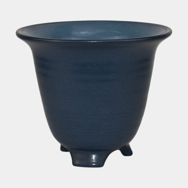 Marblehead Vintage Arts and Crafts Pottery Blue Three Footed Planter Vase - Just Art Pottery