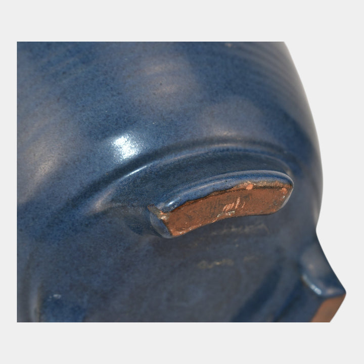 Marblehead Vintage Arts and Crafts Pottery Blue Three Footed Planter Vase - Just Art Pottery