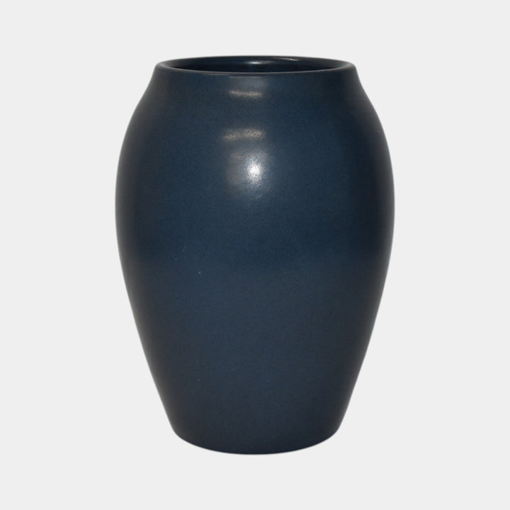 Marblehead Vintage Arts and Crafts Pottery Large Blue Bulbous Ceramic Vase - Just Art Pottery