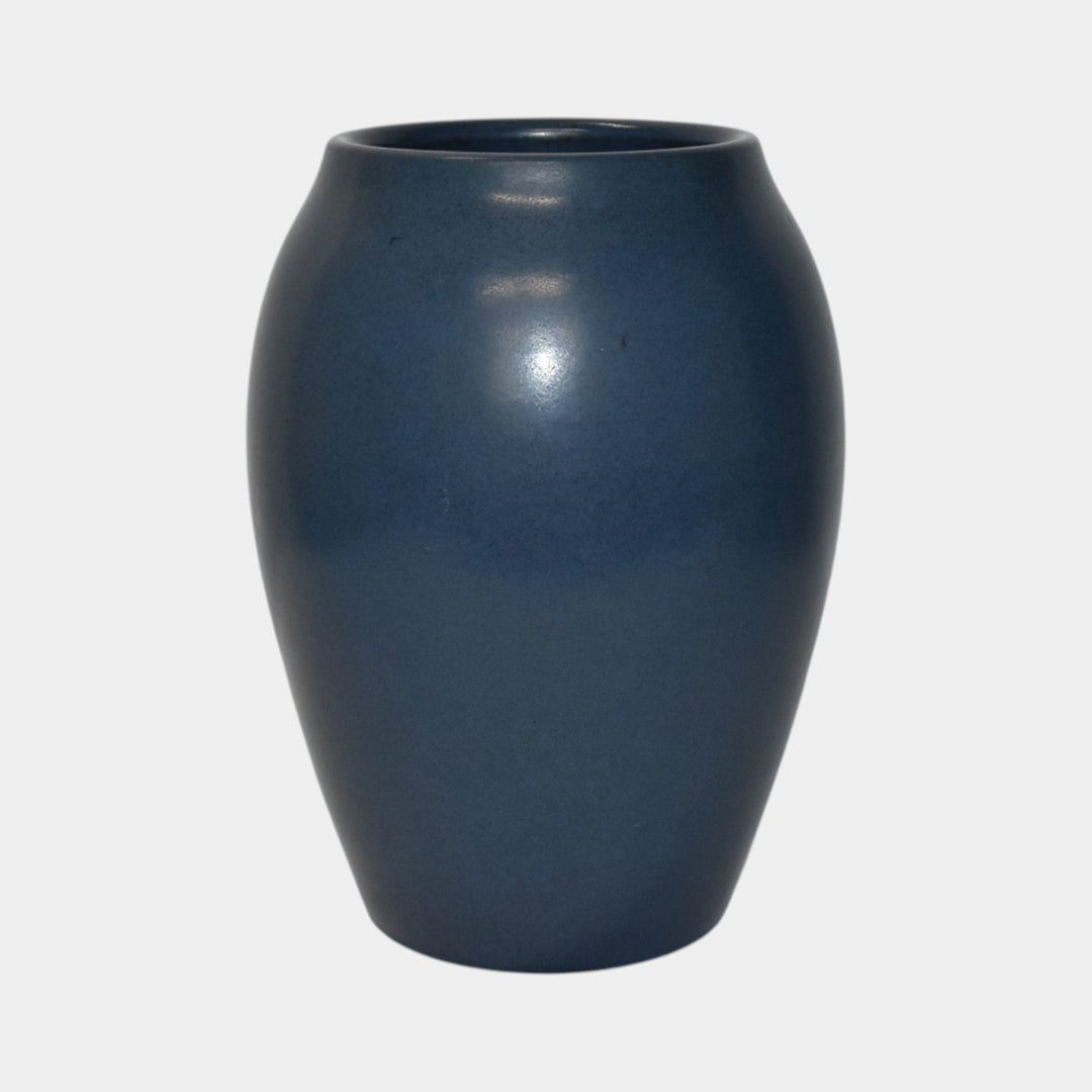 Marblehead Vintage Arts and Crafts Pottery Large Blue Bulbous Ceramic Vase - Just Art Pottery