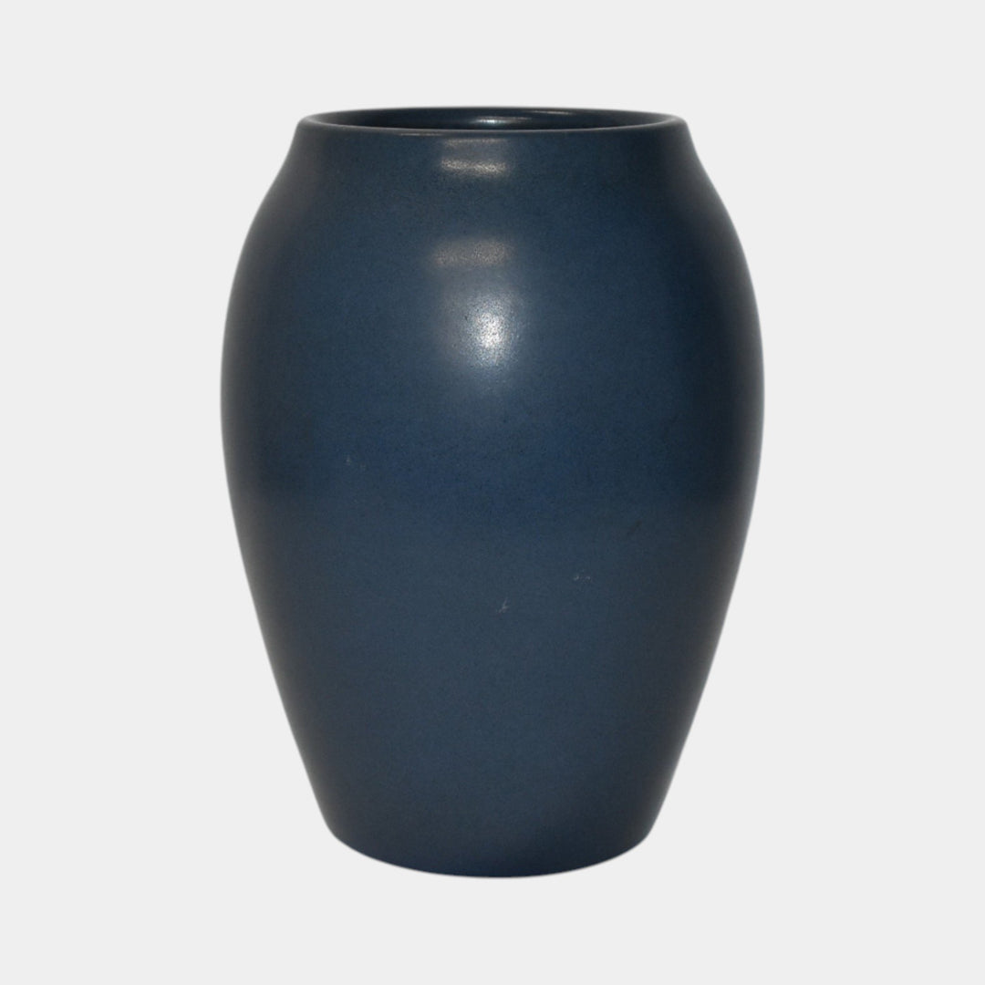 Marblehead Vintage Arts and Crafts Pottery Large Blue Bulbous Ceramic Vase - Just Art Pottery