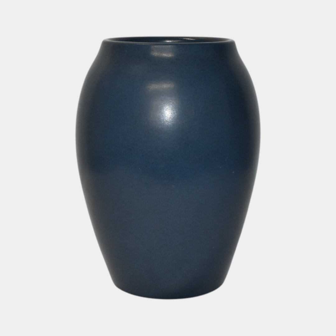 Marblehead Vintage Arts and Crafts Pottery Large Blue Bulbous Ceramic Vase - Just Art Pottery