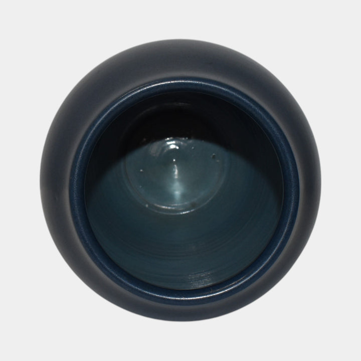 Marblehead Vintage Arts and Crafts Pottery Large Blue Bulbous Ceramic Vase - Just Art Pottery