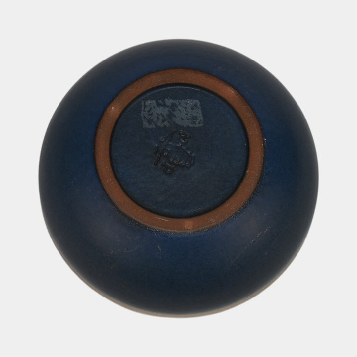 Marblehead Vintage Arts and Crafts Pottery Blue Ceramic Bowl - Just Art Pottery