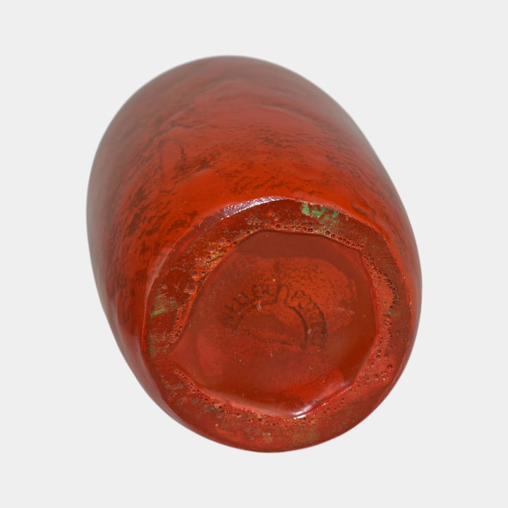 Weller Blo Red1920s Vintage Art Deco Pottery Red Lava Blown Ceramic Vase - Just Art Pottery