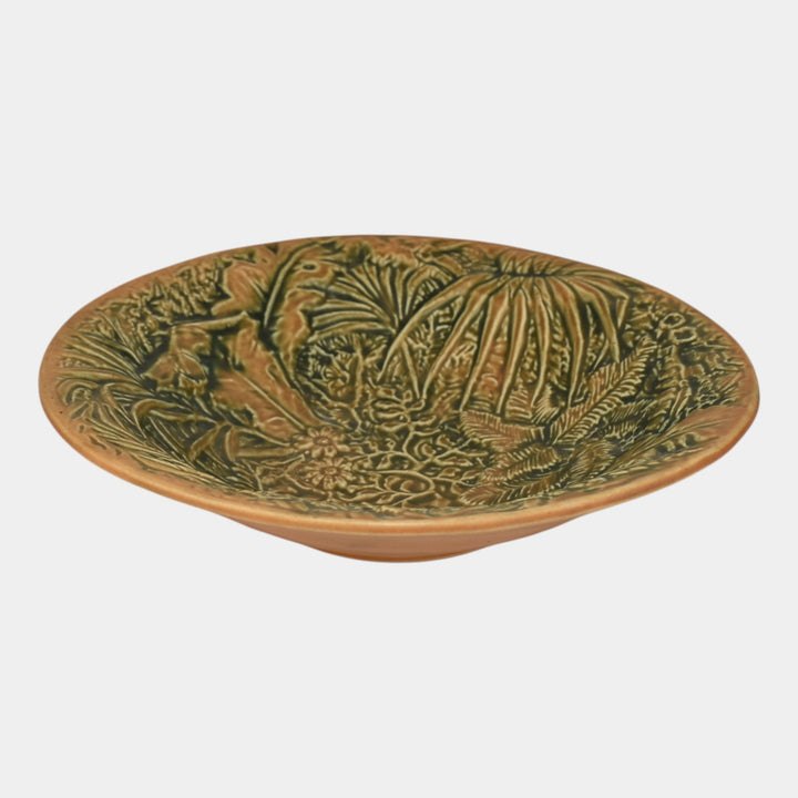 Weller Marvo 1920s Vintage Art Pottery Orange Green Ceramic Bowl - Just Art Pottery