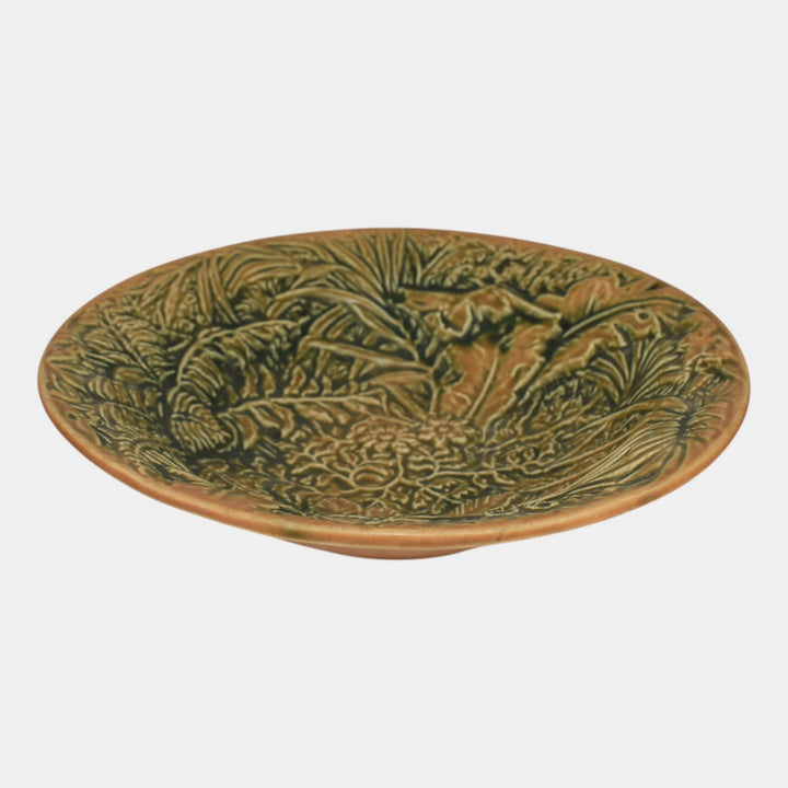 Weller Marvo 1920s Vintage Art Pottery Orange Green Ceramic Bowl - Just Art Pottery