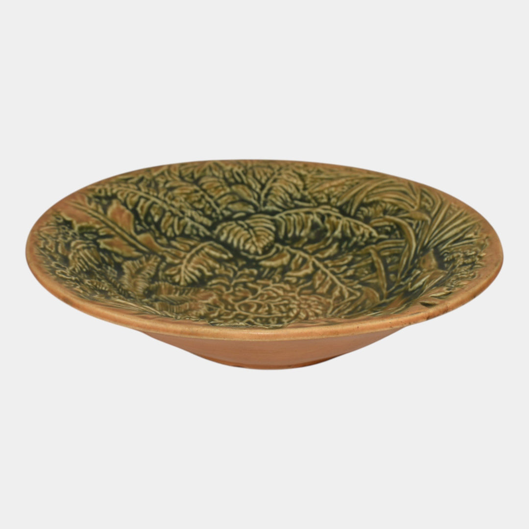 Weller Marvo 1920s Vintage Art Pottery Orange Green Ceramic Bowl - Just Art Pottery