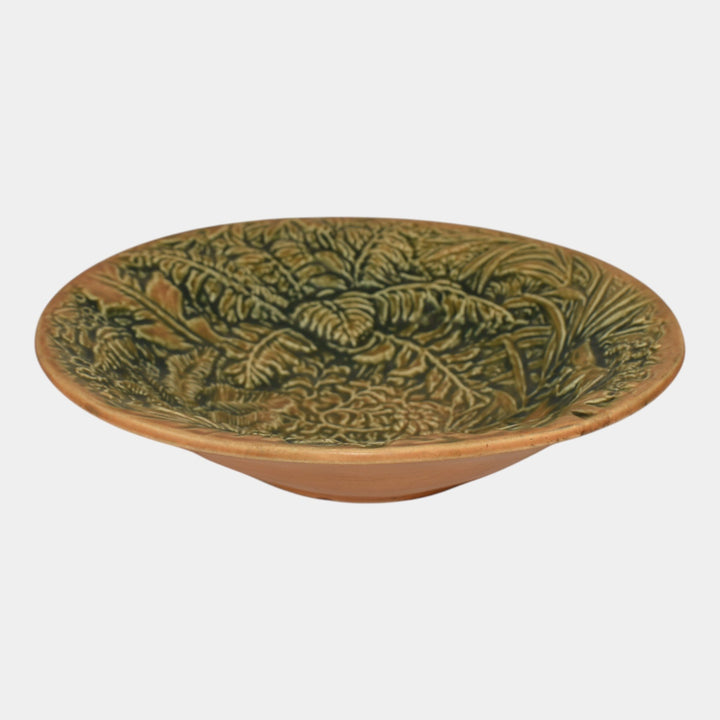 Weller Marvo 1920s Vintage Art Pottery Orange Green Ceramic Bowl - Just Art Pottery