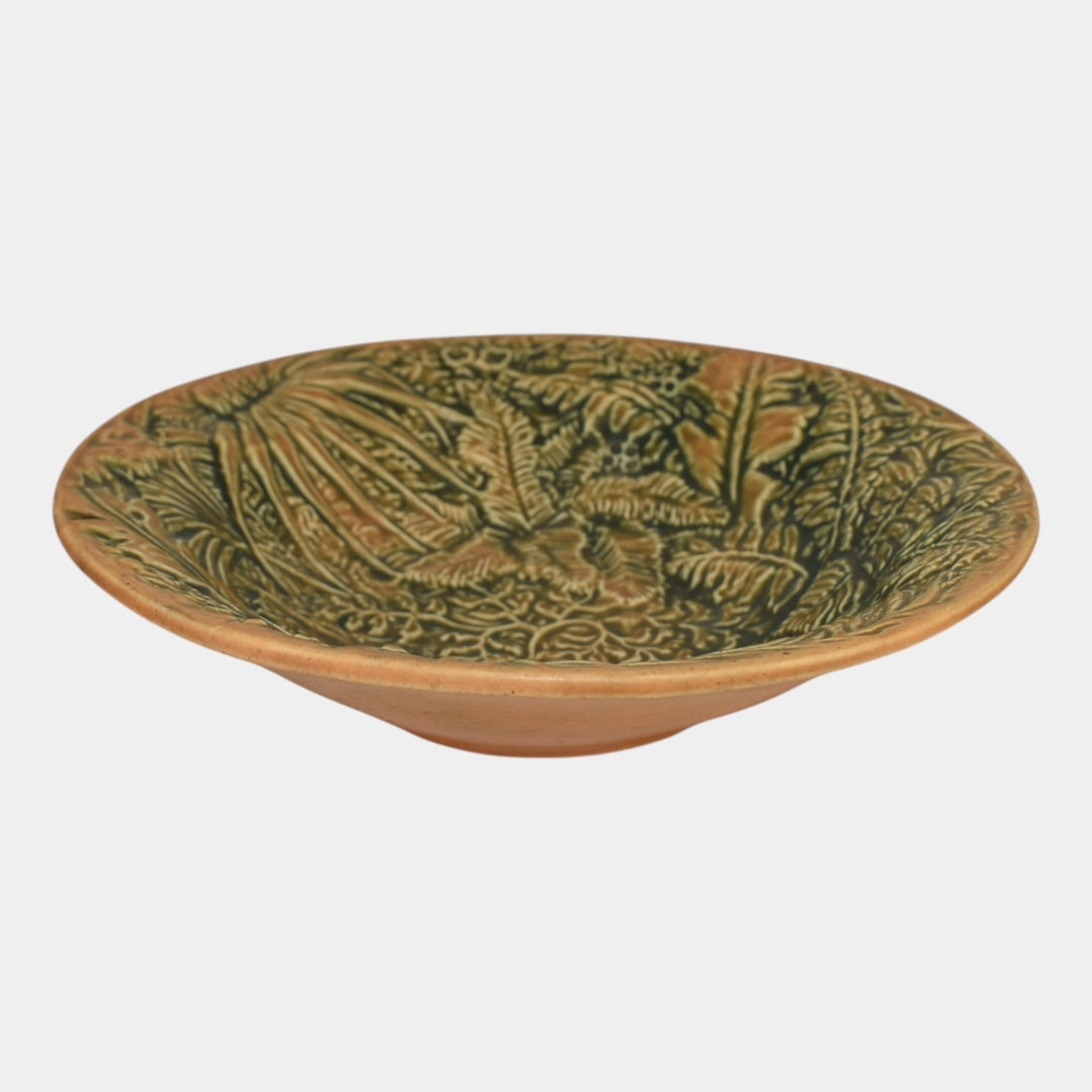 Weller Marvo 1920s Vintage Art Pottery Orange Green Ceramic Bowl - Just Art Pottery