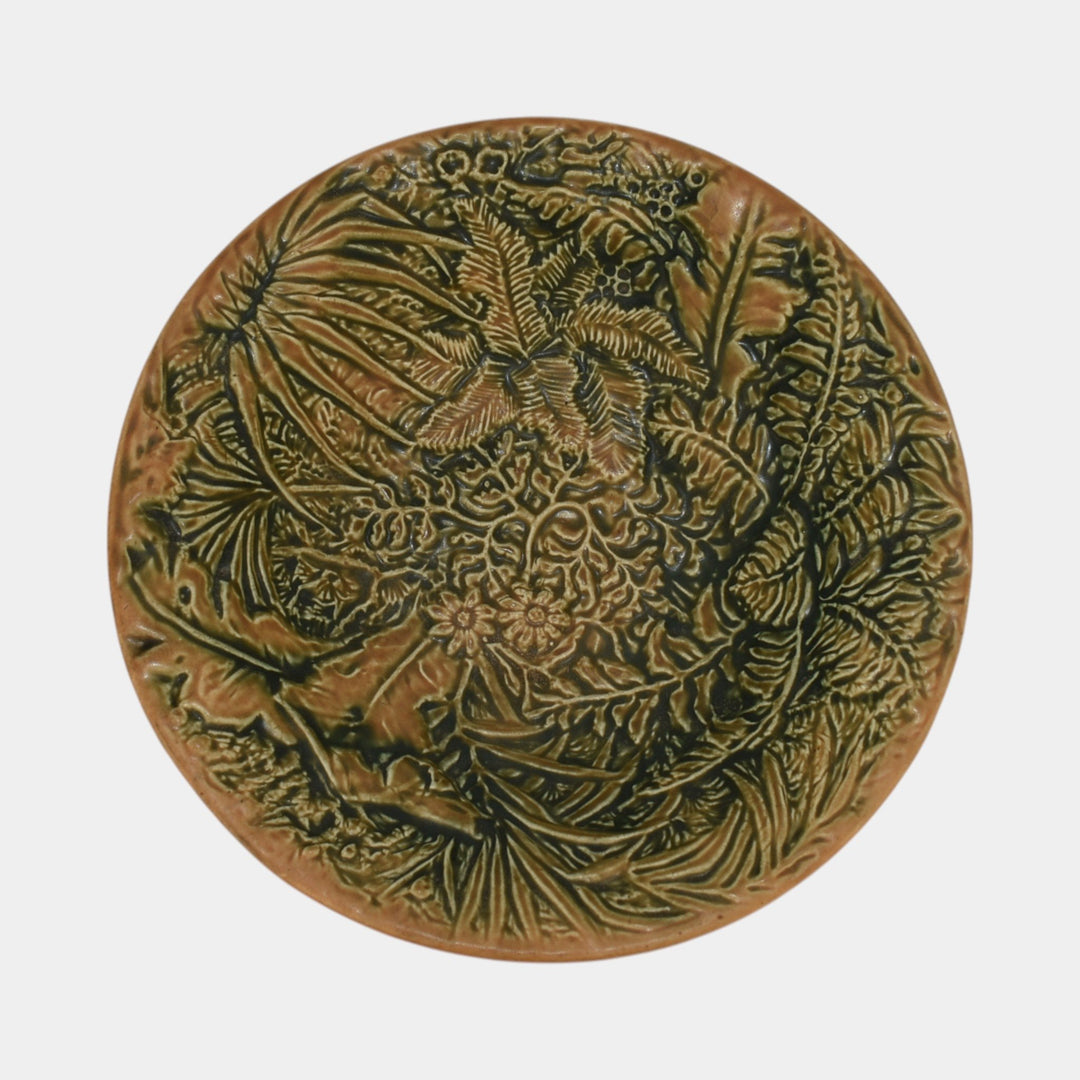 Weller Marvo 1920s Vintage Art Pottery Orange Green Ceramic Bowl - Just Art Pottery