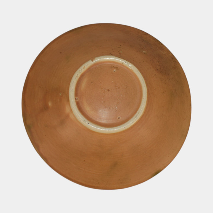 Weller Marvo 1920s Vintage Art Pottery Orange Green Ceramic Bowl - Just Art Pottery