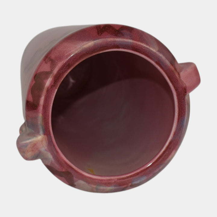 Weller Juneau 1920s Vintage Art Deco Pottery Red Pink Double Handled Vase - Just Art Pottery
