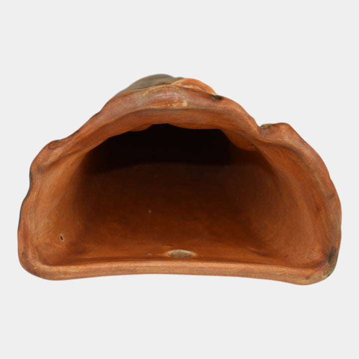 Weller Woodcraft 1920s Vintage Pottery Green And Brown Owl Ceramic Wall Pocket - Just Art Pottery