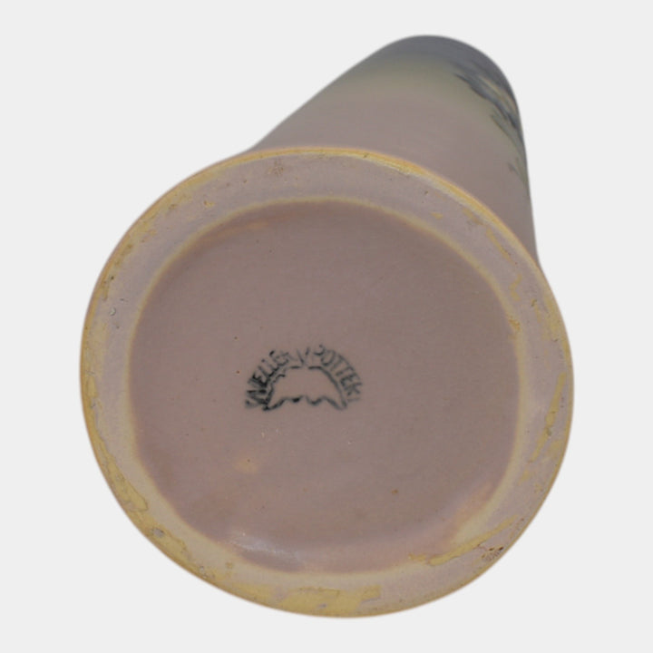 Weller Hudson 1920s Vintage Art Pottery Hand Painted Blue Pink Ceramic Vase - Just Art Pottery