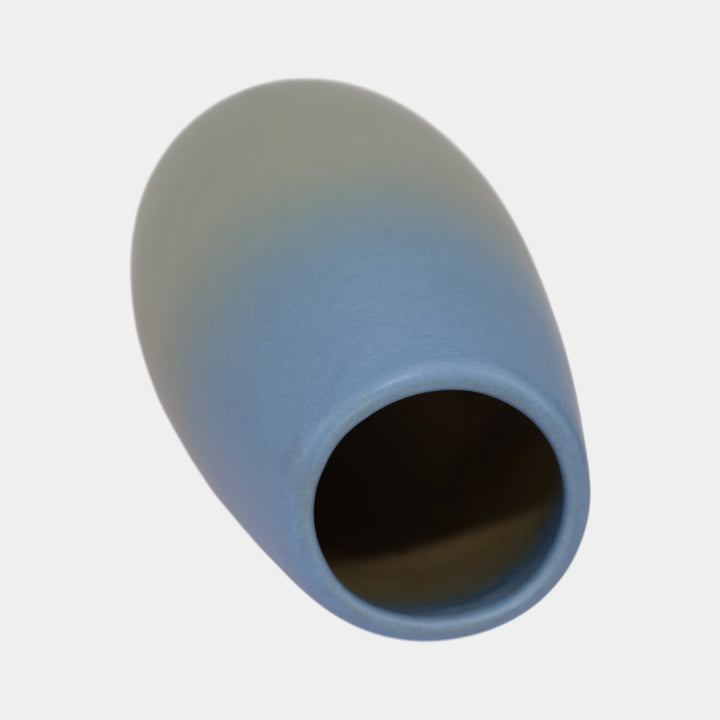 Weller Hudson 1920s Vintage Art Pottery Hand Painted Blue Ceramic Vase Hood - Just Art Pottery