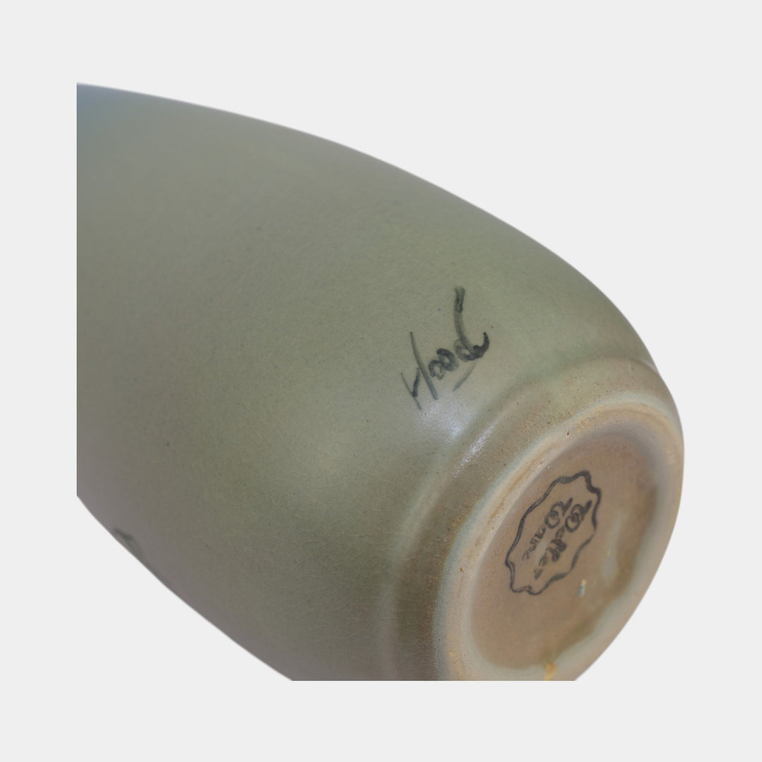 Weller Hudson 1920s Vintage Art Pottery Hand Painted Blue Ceramic Vase Hood - Just Art Pottery