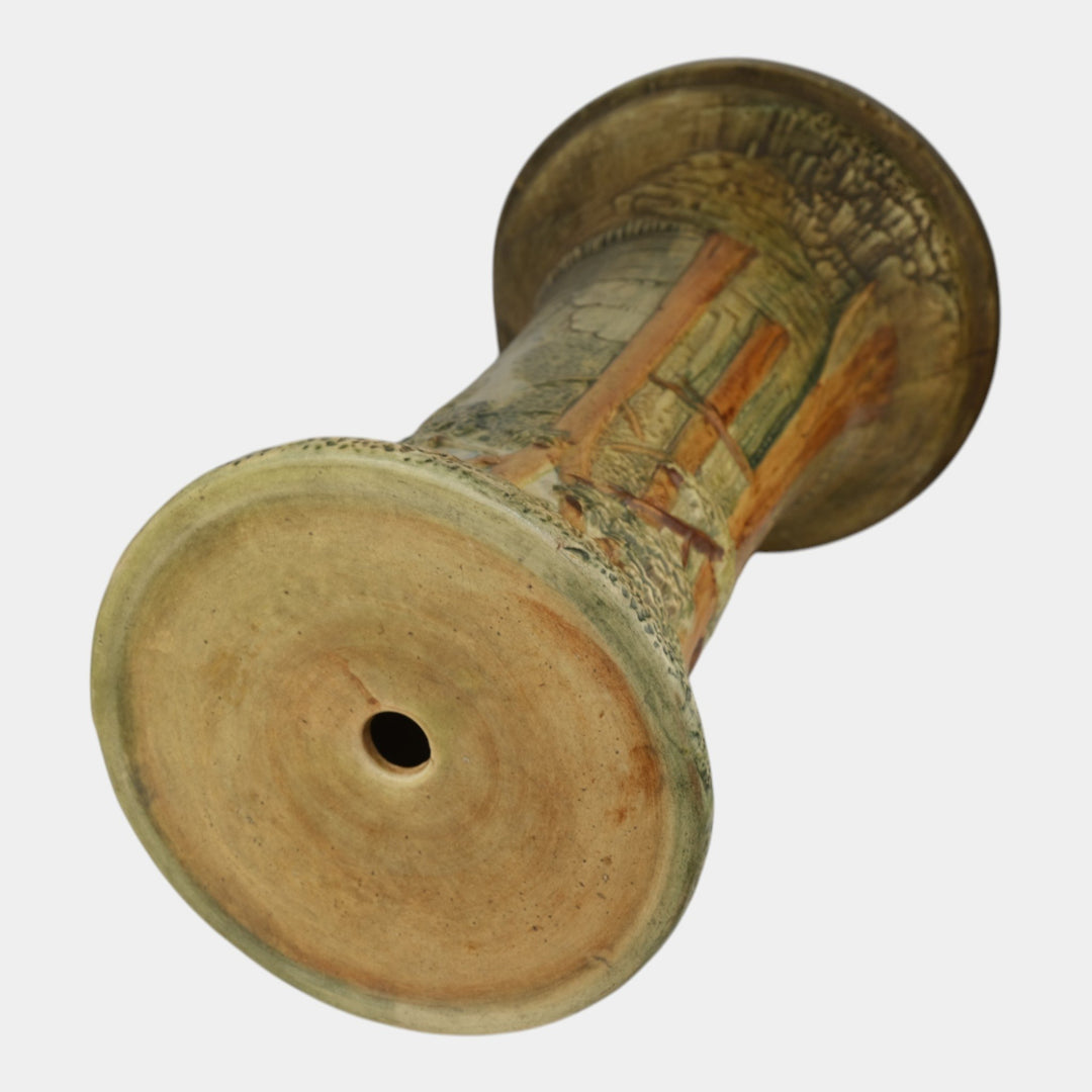 Weller Forest 1920s Vintage Art Pottery Scenic Ceramic Pedestal - Just Art Pottery