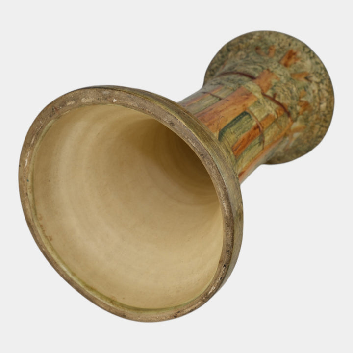 Weller Forest 1920s Vintage Art Pottery Scenic Ceramic Pedestal - Just Art Pottery